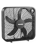 PELONIS 20 Inch Box Fan – 3 Speeds, 25ft/s, Floor Fans, Superior Air Throw (2295 CFM), Lightweight, 5 Blades, Portable & Durable for Bedroom, Office, Living Room, Garage