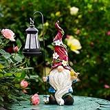 Pohabery Garden Gnomes Outdoor Statue with Solar Lights,Solar Gnomes Decorations for Yard Outdoor gnome Decorations for Garden, Patio Gnome Gifts for Mom