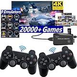 Qarjaky Wireless Retro gaming console, Plug & Play Video TV Game Stick with 4K HDMI Output,Built-in 9 Emulators, 20,000+ video games,with Dual 2.4G Wireless Controllers for TV Plug and Play(64G)