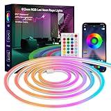 SILFU Neon Rope Lights, 20FT RGB Led Strip Lights, Waterproof IP67, DIY Design, Music Sync, 44 Keys Remote Control, Multiple Modes,for Living Room, Bedroom, Holiday Decoration