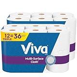 Viva Multi-Surface Cloth Paper Towels, 12 Triple Rolls, 165 Sheets Per Roll (2 Packs of 6)