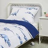 Amazon Basics 2 Piece Microfiber Kid's Comforter and Pillow Sham Set, Toddler, Dinosaurs, Animal print