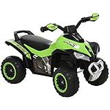 Aosom NO Power Kids Ride On Push Car, Ride Racer, Foot-to-Floor Sliding Car, Walking ATV Toy with Music, Lights, for 1.5-3 Years Old, Green