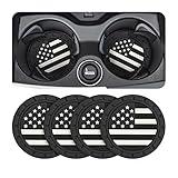 AUCELI 4 Pack Car Cup Holder Coasters, Colored American Flag US Flag Insert Car Cup Coaster, 2.75 Inch Anti Slip Shockproof Embedded Drink Mat, Vehicle Interior Decor Accessories