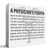 Doctor Physicians Gifts for Women Men, Doctor Appreciation Thank You Gifts DR Birthday Christmas Medical School Student Graduation Gifts, a Physicians Prayer, Medical Office Wooden Box Sign Desk Decor