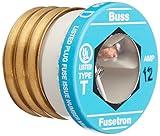 Bussmann BP/T-12 12 Amp Type T Time-Delay Dual-Element Edison Base Plug Fuse 125V Ul ListCarded