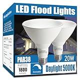 Gonhom Par38 led Flood Lights Outdoor Light Bulb 2 Pack,Dimmable 5000K Daylight 1800LM,20W Replace up to 200W,Outdoor Flood Light Bulbs for Backyard,Garage,Porch,Garden