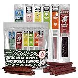 Buffalo Bob's Wild Game Meat Snacks (6 Pack), Traditional Assortment Sampler, Beef Jerky Gifts for Men, Deer Jerky Gift Box, Jerky Sampler Gift Box, Variety Assorted Gift Pack, Deer Snacks