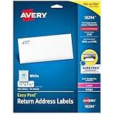 Avery Printable Return Address Labels with Sure Feed, 2/3" x 1-3/4", White, 600 Blank Mailing Labels (18294)