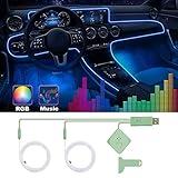 Car Led Strip Lights,Interior Lights,Ambient Lighting Kit With RGB 16 Million Colors Fiber Optics&Music Sync Rhythm,USB Neon Light Accessories for Center Console&Dashboard,Upgraded Version