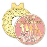 rofiowa We're More Than Just Golf Friends Pink Gold Golf Ball Marker with Hat Clip, Funny Golf Accessories for Women, Mother's Day Birthday Gifts for Golf Fan Golfer, Novelty Golf Gifts for Sister