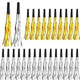 Deekin 500 Pcs Noise Maker Party Horns and Blowers Noisemakers 2025 Glitter Metallic Fringed Musical Blowouts Whistle for New Year's Eve Birthday Sporting Baby Shower Favor(Black Gold, Black Silver)