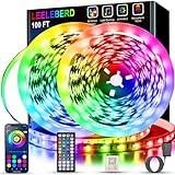 Leeleberd Led Lights for Bedroom 100 ft (2 Rolls of 50ft) Music Sync Color Changing RGB Led Strip Lights with Remote App Control Bluetooth Led Strip, Led Lights for Room Home Kitchen Party Decor