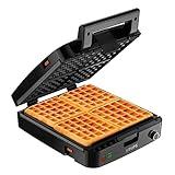 KRUPS 4-Slice Belgian Waffle Maker: Stainless Steel, 5 Browning Levels, Audible Ready Beep, Removable Plates, 1200W, Silver/Black - Perfect for Family Breakfasts