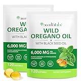 Oil of Oregano with Black Seed Oil, 2 Pack 6000mg Oregano Oil Capsules Organic, 240 Softgels, 165mg Carvacrol, Non-GMO, Immune Support Supplement