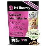Cat Multivitamin Crunchy & Creamy Chews - Cat Treats for Health + Immune, Joint Support, Skin & Coat, & Digestion - Vitamins with Omega 3s, Lysine & Probiotics (30 Day Supply)