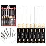 INJORA RC Hex Screw Driver Set-7PCS RC Car Tool Kit 0.9, 1.27, 1.3, 1.5, 2.0, 2.5, 3.0mm Hexagon Allen Screwdriver Wrenches Sets, RC Repair Tool Kit for RC Model Helicopter Drone Boat Car