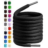 BIRCH's Oval Shoelaces 27 Colors Half Round 1/4" Shoe Laces 4 Different Lengths (45.5" (115cm) - L, Black)