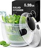 Joined Large Salad Spinner with Drain, Bowl, and Colander - Quick and Easy Multi-Use Lettuce Spinner, Vegetable Dryer, Fruit Washer, Pasta and Fries Spinner - 5.28 Qt