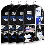 Blushtier 4 Pcs Cheer Garment Bags for Cheer Uniform Waterproof Hanging Garment Bags for Dance Costumes 40 Inch Clothes Bag with 5 Pockets and Side Zip Travel Storage Cheer Uniform(Black and Blue)