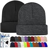 lucdnc Beanies for Men Women 2 Pack Fall Winter Men's Hats Unisex Warm Knit Skullies Beanies Soft Ski Caps Black and Dark Gray