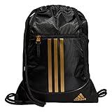adidas Alliance Sackpack, Drawstring Backpack, Lightweight Small Gym Bag for Women and Men, Black/Gold Metallic/Black, One Size