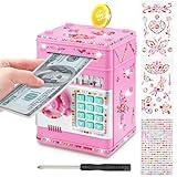Piggy Bank for Kids Girls Boys with Password Code Lock Cash Coin Can Piggy Bank Girls Electronic Money Safe Bank for Kids Money Box with DIY Diamond Sticker Gift for 4 7 8 9 10 11 Year Old Boys