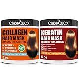 2 Pack Collagen Hair Mask & Keratin Hair Mask,Keratin Hair Treatment,Hydrating Argan Oil Hair Repair Treatment Deep Conditioner Hair Mask for Dry Hair,Collagen with Biotin Hair Treatment Mask
