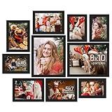 upsimples 10 Pack Picture Frames Collage Wall Decor, Gallery Wall Frame Set for Wall Mounting or Tabletop Display, Multi Sizes Including 8x10, 5x7, 4x6 Family Photo Frames, Black