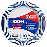 Dixie Ultra, Large Paper Plates, 10 Inch, 44 Count, 3X Stronger*, Heavy Duty, Microwave-Safe, Soak-Proof, Cut Resistant, Disposable Plates For Heavy, Messy Meals