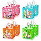 SULOLI Easter Gift Bags, Easter Non-Woven Grocery Shopping Bags With Handles for Holiday Party(8 Pack)