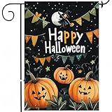 Acelii Halloween Pumpkin Garden Flags 12x18 Inch Double Sided, Garden Flag Small Yard Flags For Outside,House Flag For Outdoor Decoration Holiday