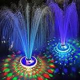 LanPool Floating Water Fountain with Underwater Lights, Rechargeable Battery Powered Pump Outdoor, 2 Modes Sprinkler Waterfall Fountain for Inground Above Ground Pool, Pond-Blue-1PC