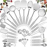 Stainless Steel Kitchen Utensil Set- Fungun 28 Pcs Cooking Nonstick Cookware Set with Spatula - Best Gadgets Tools Kitchen Accessories