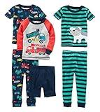 Simple Joys by Carter's Boys' 6-Piece Snug Fit Cotton Pajama Set, Multicolor/Cars/Dog/Firetruck/Stripe, 3T