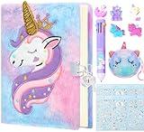 Fluffy Diary with Lock for girls, 6 7 8 year old girl birthday gifts, Princess Diaries Girls diary journals, Back to School Supplies Notebook, Birthday Christmas Gifts for daughter granddaughter niece