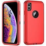 Ylzhe for iPhone X Phone Case/iPhone Xs Case,3-Layer Durable Phone Case Heavy Duty Protection Case,Shockproof Dropproof Dust-Proof for iPhone X/XS Red＋Black