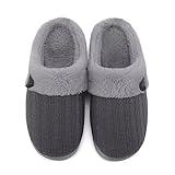 NineCiFun Women's House Slippers Fuzzy Bedroom Slippers Memory Foam Home Shoes Indoor Outdoor Slip on Scuff with Warm Plush Faux Fur Lining size 9 10 grey