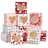 JOYIN 24 Pcs Valentine’s Day Bakery Treat Boxes Valentines Cupcake Boxes Valentines Cookie Boxes with Window for Holiday Pastries, Doughnut, Cookie, Cupcakes, Brownies, Truffles Gift Giving