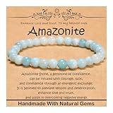 CHCCOYE 6mm Natural Healing Gemstone Bracelet Handmade Yoga Stretch Elastic Bracelet Stress Relief Crystal Jewelry for Men and Women (6mm, Amazonite)