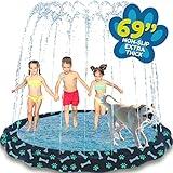 SplashEZ Non Slip Splash Pad for Kids & Dogs, 69’’ Extra Large Splash Pad Sprinkler for Kids, Dog Water Summer Toys – Great Outdoor Toys for Toddlers 1-3 and Kids Ages 4-8, Baby Pool for Backyard