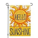 CROWNED BEAUTY Summer Garden Flag Sunshine Sun Double Sided 12x18 Inches Small Burlap Seasonal Welcome Yard Porch Decoration for Outside CF1830-12
