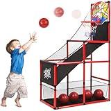 AOKESI Arcade Basketball Game Set Indoor for Kids Basketball Hoop Outdoor Sports Play Toy for Toddler Boys Girls 3-5 6-7 8-12 Years Old Adjustable Height with 4 Balls