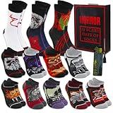 WARNER BROS PICTURES Horror Movie Socks Set - Bundle with 13 Pair of Horror Movie Socks Featuring Pennywise, Friday the 13th, Annabelle, More Plus Stickers | Horror Movie Socks for Men, Women