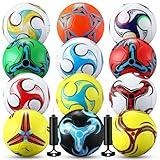 Lunmon 12 Pcs Soccer Ball Bulk with 2 Pumps Deflated Soccer Balls Football for Teens Adults Player Indoor Outdoor Sports Game Training Back to School Gift(Size 4,Whirlwind Style)