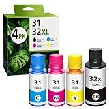31 32XL Black Ink Bottle Set for Smart Tank 5101 7602 6001 Ink Refill, Compatible with HP 31 Ink 32XL Black Ink Bottle for Smart Tank 5101 5000 5102 7301 7001 5103 Plus 651 551 570 455 450 Printer