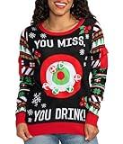 Tipsy Elves Women's Drinking Game Ugly Christmas Sweater,Long Sleeve: X-Large