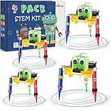 Bulk STEM Craft Kits for Kids 8-12: 4-Pack Doodling Robot Building Kits, Classroom Activities & Science Experiments, Educational Robotics DIY Project for Boys Girls, STEM Toys for School Clubs