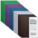 50 Pack 12 Mil Leather Texture Paper Binding Covers, Binding Presentation Covers,8.5x11 Inches,Letter Size,Multi-Color, Un-Punched