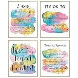 Inspiring Positive Affirmations Quotes Wall Decor, Encouraging Self Improvement Motivational Quotes Wall Art Prints, Uplifting Gifts For Women Teen Girls Art Posters, Girls Bedroom Decor (8X10 in)